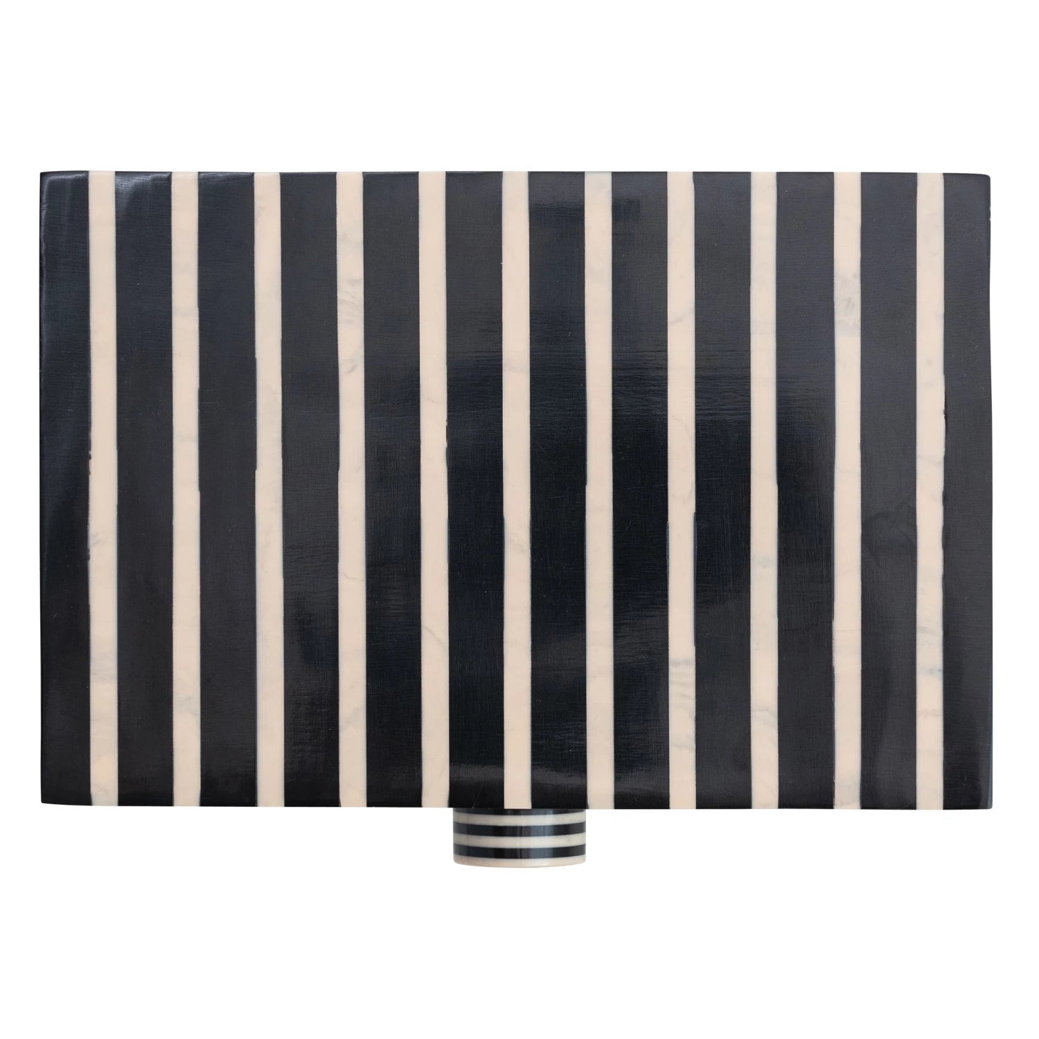 Handmade Mango Wood and Resin Striped Box with Knob