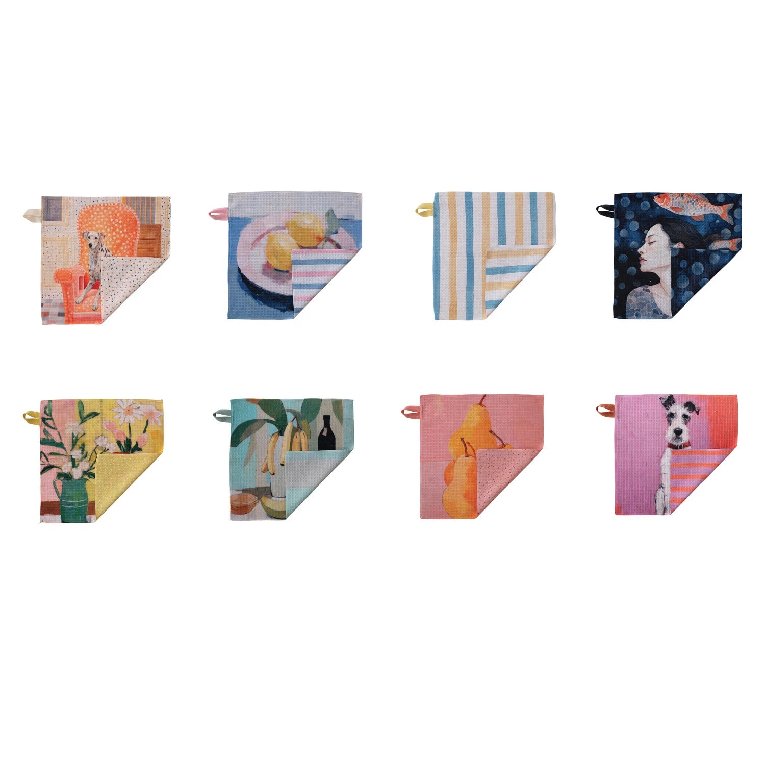 Printed Recycled Microfibre Two-Sided Dish Cloth & Tea Towel , 8 styles