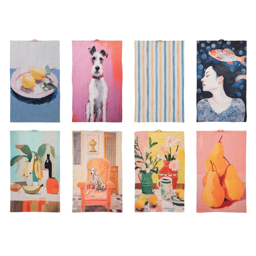 Printed Recycled Microfibre Two-Sided Dish Cloth & Tea Towel , 8 styles