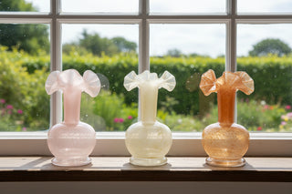 Opaque Glass Vase with Ruffle, 3 Color Options