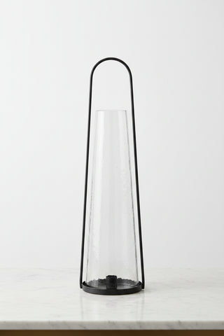 Pre Order (Sept) Metal Lantern w/Taper Holder & Hammered Glass