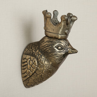 Cast Aluminum Bird Head with Crown