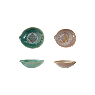Set of 2 Stoneware Garlic/Ginger Grater with Herb Strippers