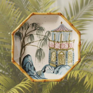 Hand-Painted Octagon Bamboo Edge Plate