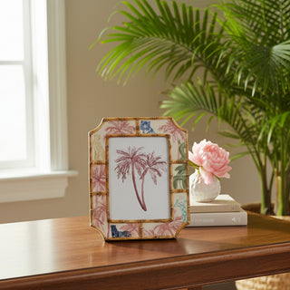 Hand-Painted Stoneware Tropical Picture Frame 5"x7"