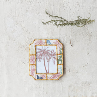 Hand-Painted Stoneware Tropical Picture Frame 5"x7"