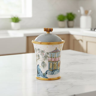 Hand-Painted Bamboo Style Edge Canister