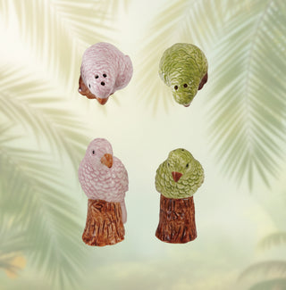 Hand-Painted Stoneware Parrot Salt & Pepper Shakers