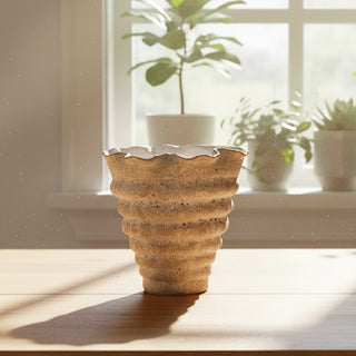 Volcano Finish Stoneware Organic Shaped Vase