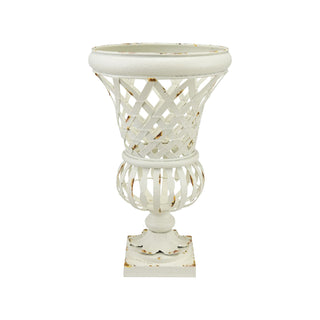 White Woven Metal Footed Urn, 2 Size Options