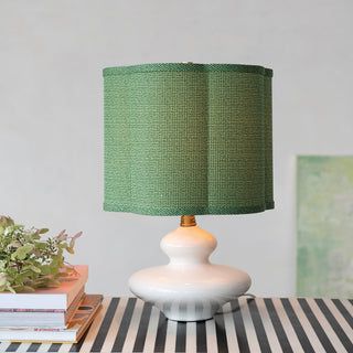 Pre Order Stoneware Table Lamp with Scalloped Green Shade