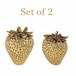 Pre Order Set of 2 Gold Finish Resin Strawberries