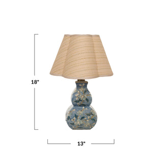 Pre Order (Sept) Hand-Painted Stoneware Lamp with Faux Raffia Shade