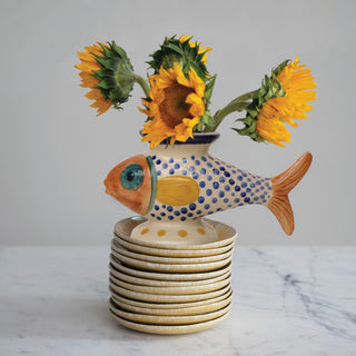 Pre Order Hand-Painted Footed Fish Shaped Vase