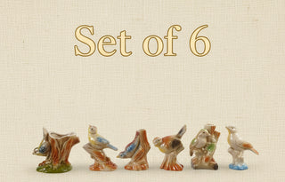 Pre Order Set of 6 Vintage Reproduction Hand-Painted Bird Bud Vases