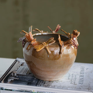 3D Dragonfly Stoneware Planter
