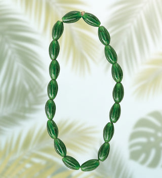 Pre Order Hand-Blown Green Glass Beads on Jute Cord