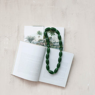 Pre Order Hand-Blown Green Glass Beads on Jute Cord