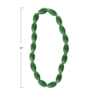 Pre Order Hand-Blown Green Glass Beads on Jute Cord