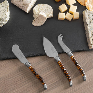Pre Order French Home Laguiole 3-Piece Tortoise Shell Cheese Knife Set