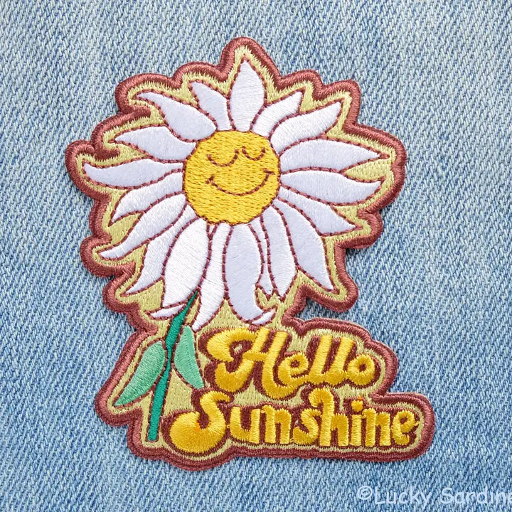 Hello Sunshine, Daisy Flower Embroidered Patch