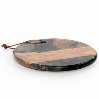 Pre Order Dark Round Marble & Acacia Wood Charcuterie Board