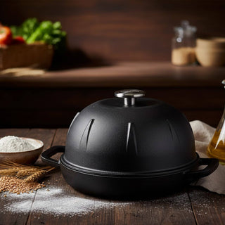 Pre Order Pre-Seasoned Cast Iron Bread Cloche – Dome Lid Dutch Oven for Artisan Sourdough Baking – Heat-Retaining, Nonstick Bakeware for Crispy Crust & Even Baking – Oven Safe