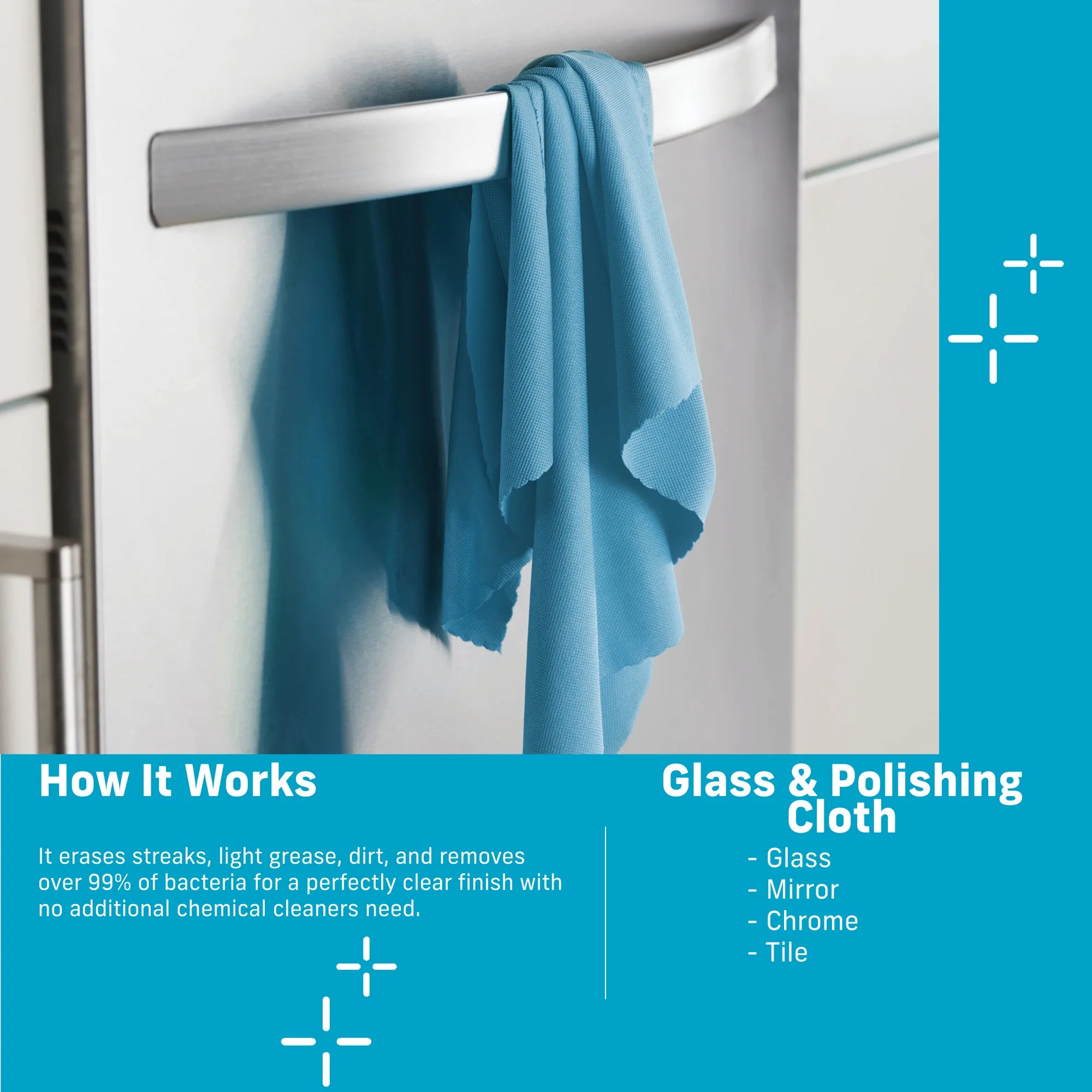 Glass & Polishing Cloths, 4 Cloths