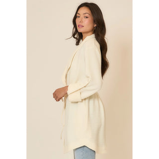 Crinkle Rib Texture Fold Sleeve Jacket