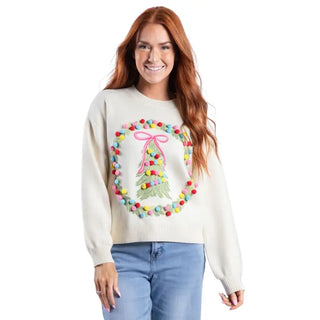 Pre Order (Sept) Pink Christmas Cheer Cream Crew Neck Sweater