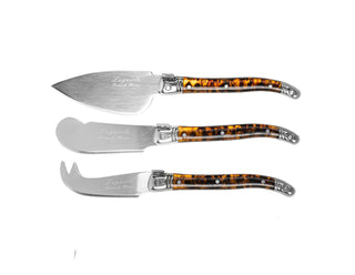 Pre Order French Home Laguiole 3-Piece Tortoise Shell Cheese Knife Set