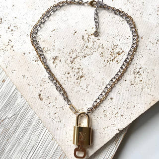Pre Order Louis Vuitton  lock necklace repurposed upcycled LV