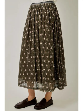 Star Sequined Mesh Skirt, 2 Color Options