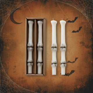 10" Set of 2 Unscented Finger Bone Shaped Taper Candles