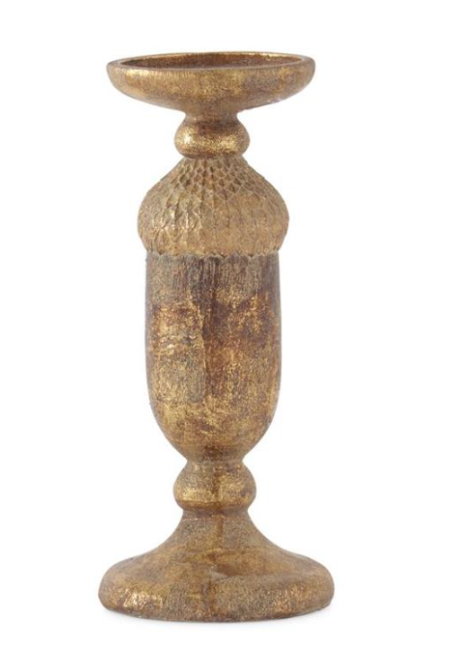 Gold & Bronze Textured Acorn Candleholder, Size Options