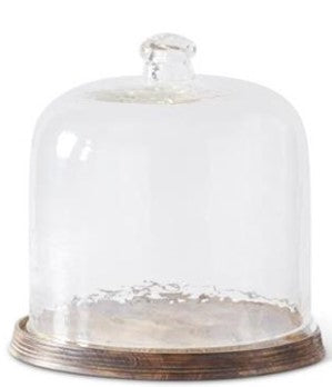 # Wavy Glass Cloche with Wood Tray, Size Options