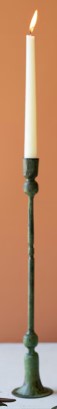 Forged Iron Green Patina Taper Candle Holder, Size Options