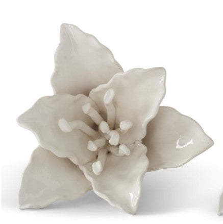 White Ceramic Tabletop Flower, Size Options