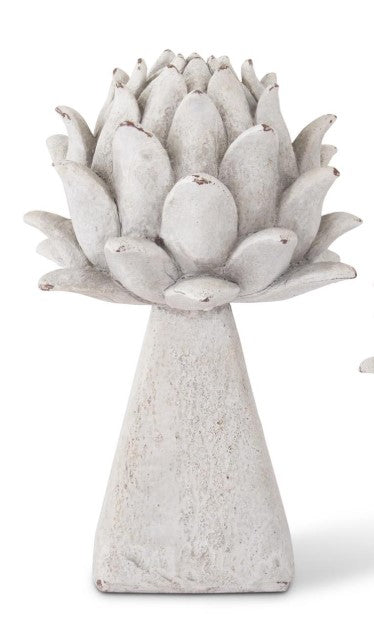 Whitewashed Resin Faux Stone Artichoke Finial, Size Options