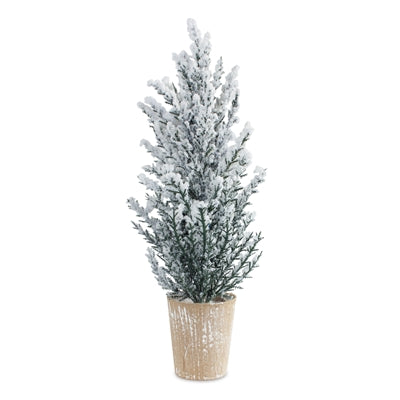 16"H Potted Snowy Pine Tree