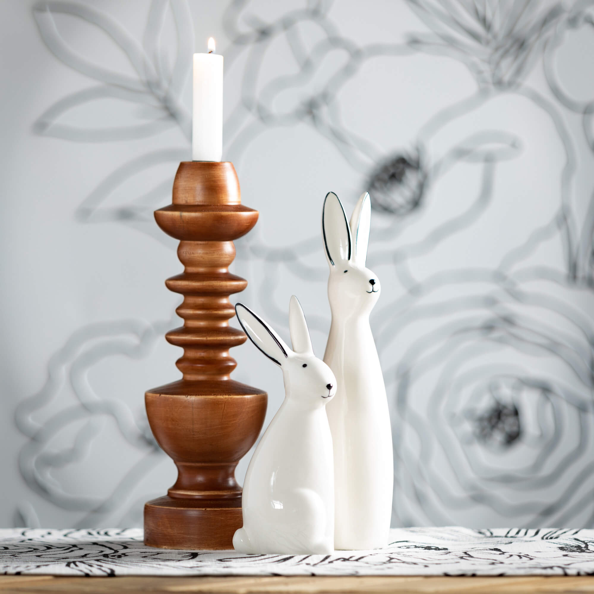 Abstract Porcelain Bunny Set