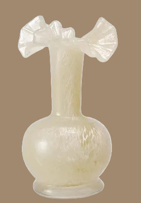 Opaque Glass Vase with Ruffle, 3 Color Options