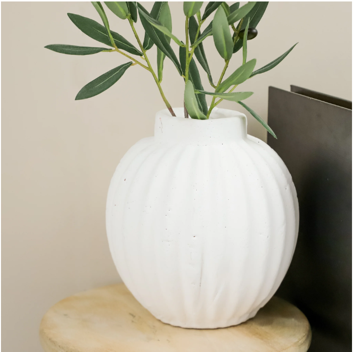 8.7" White Lined Vase