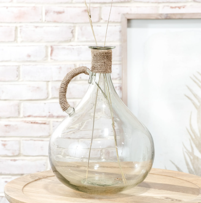 13" Clear Bottle with Jute Accent
