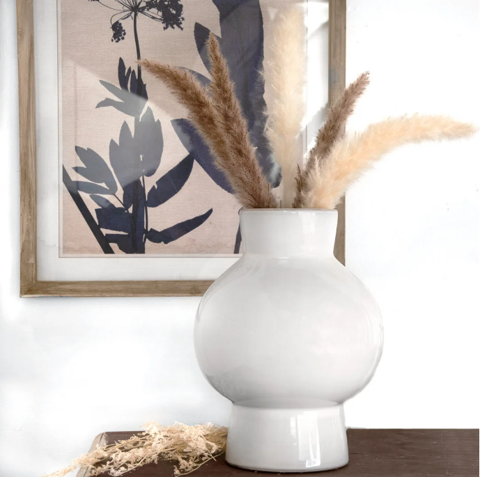 10" White Ceramic Vase