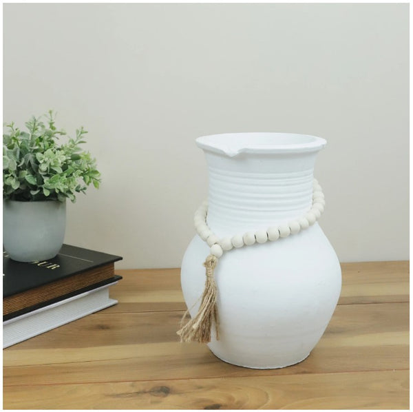 9.65" White Clay Vase