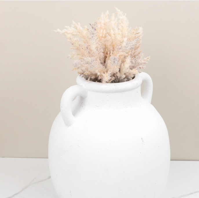 11.8" White Two Handle Jug Vase