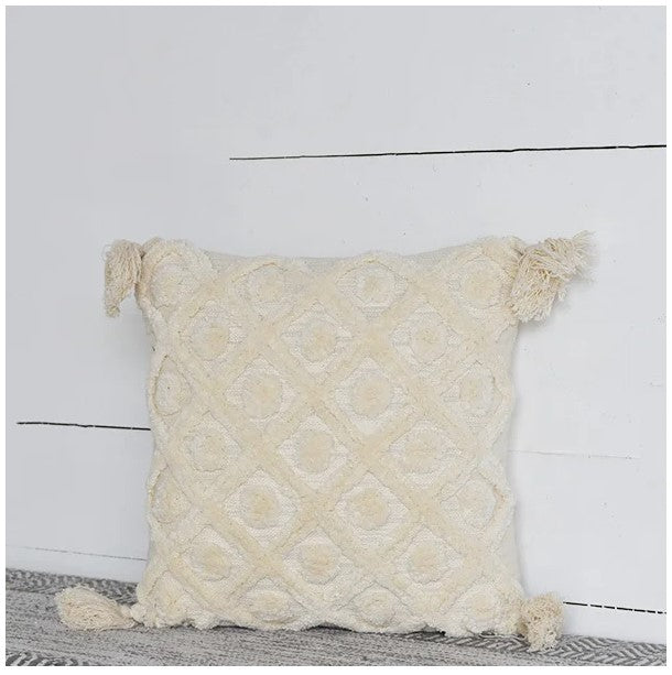 15.75" Natural Tufted Pillow