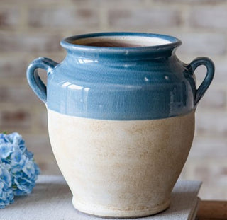 Pre Order Blue & Natural Terra Cotta Vase