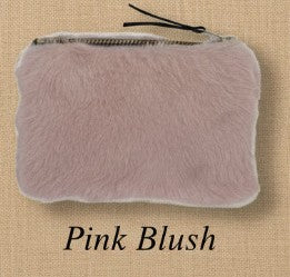Faux Fur Fabric Zip Pouch, 4 Color Options
